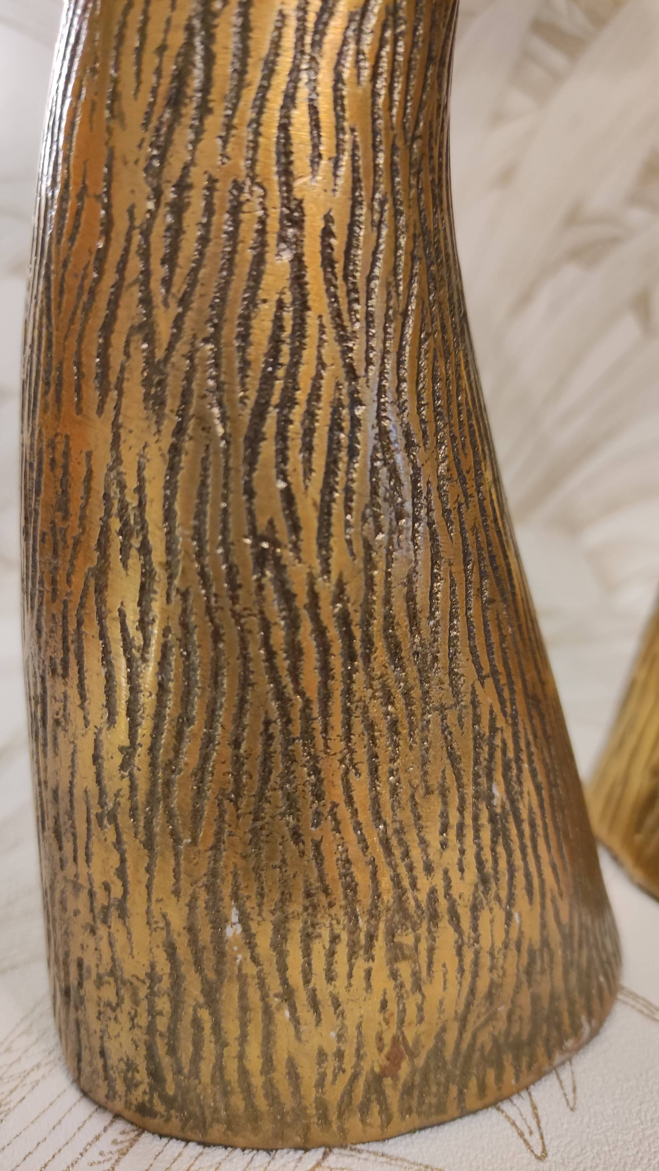 Golden candle holder art deco style peacock head