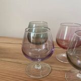 6 iridescent multi-colored stemmed glasses