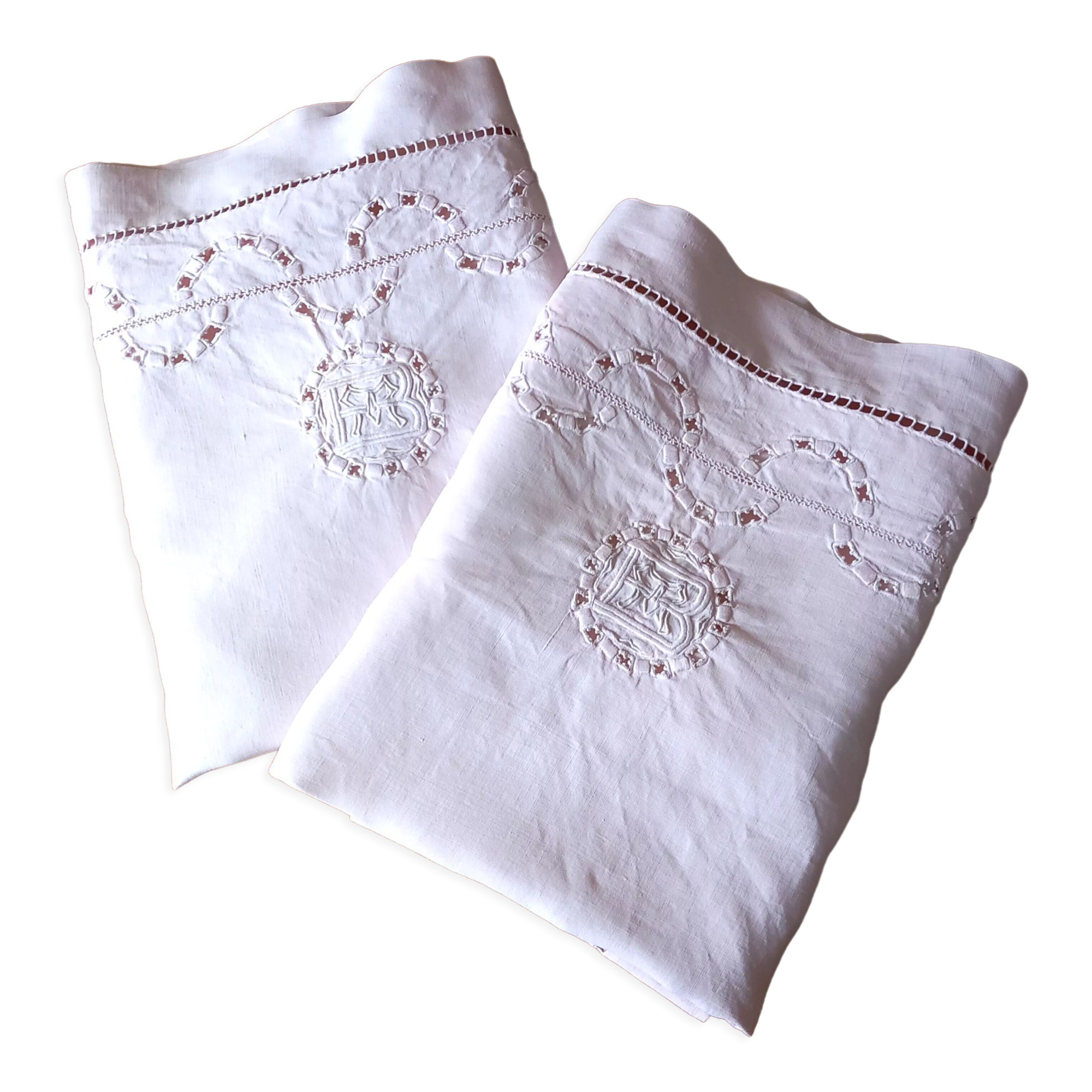Duo of embroidered pillowcases