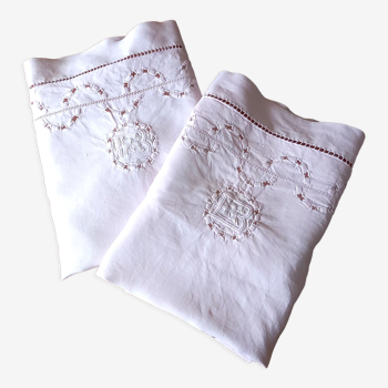 Duo of embroidered pillowcases