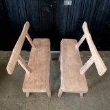 Old small farm bench in solid oak