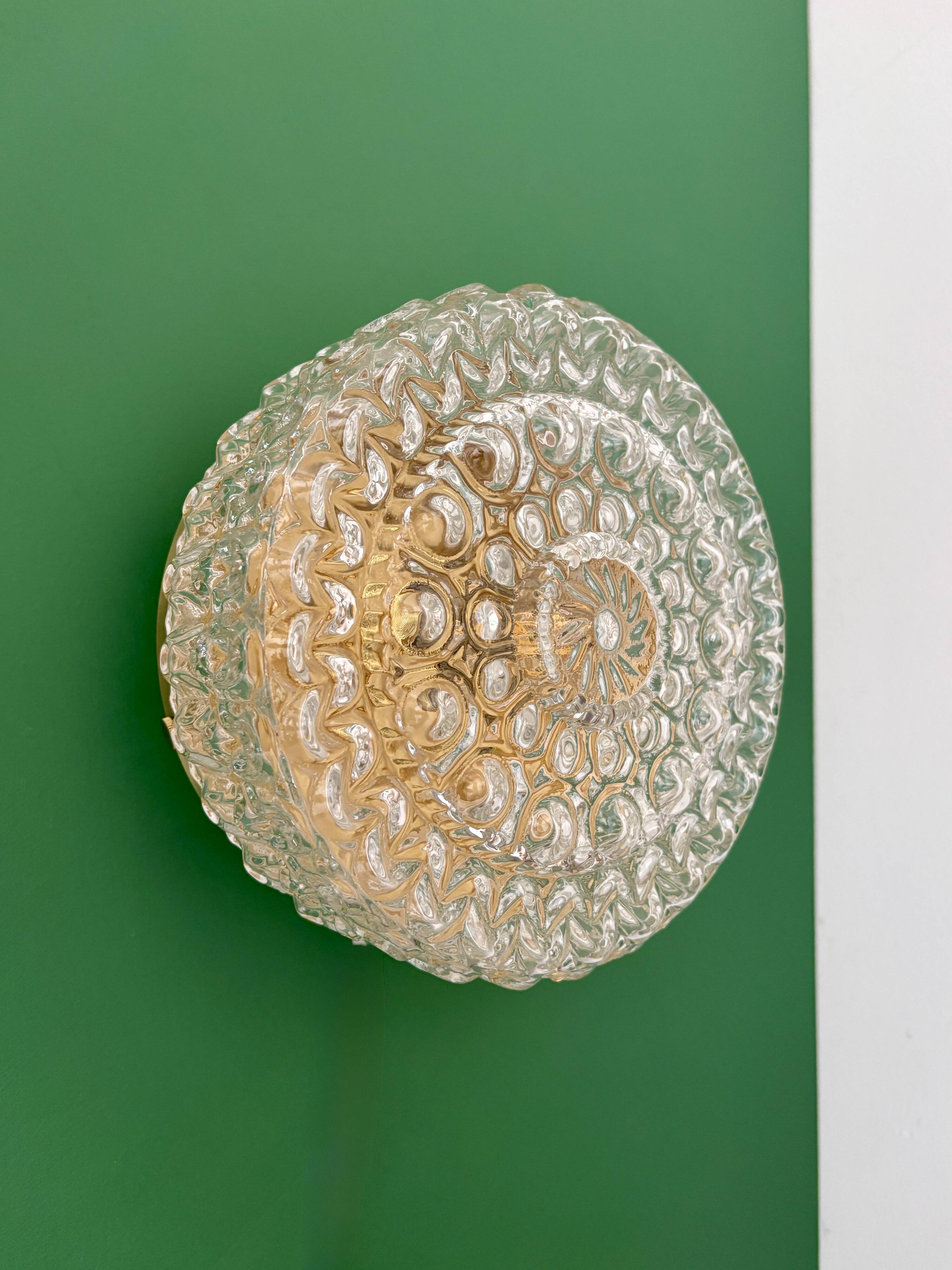 Vintage globe wall or ceiling light in molded glass