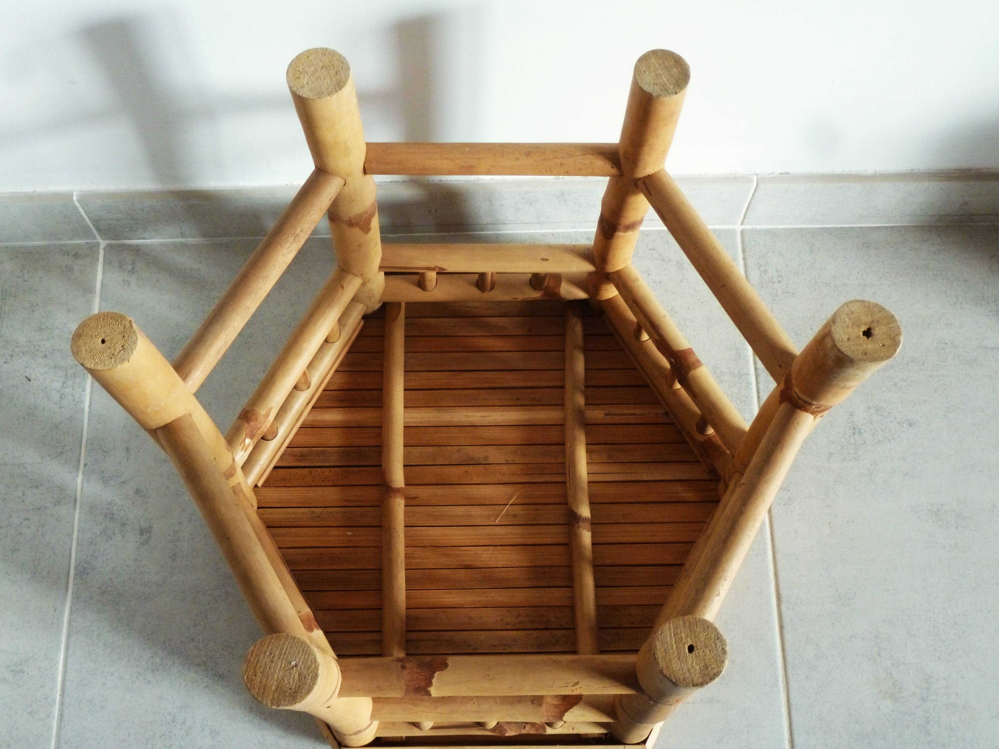 Bamboo side table, bamboo coffee table, bamboo stool.
