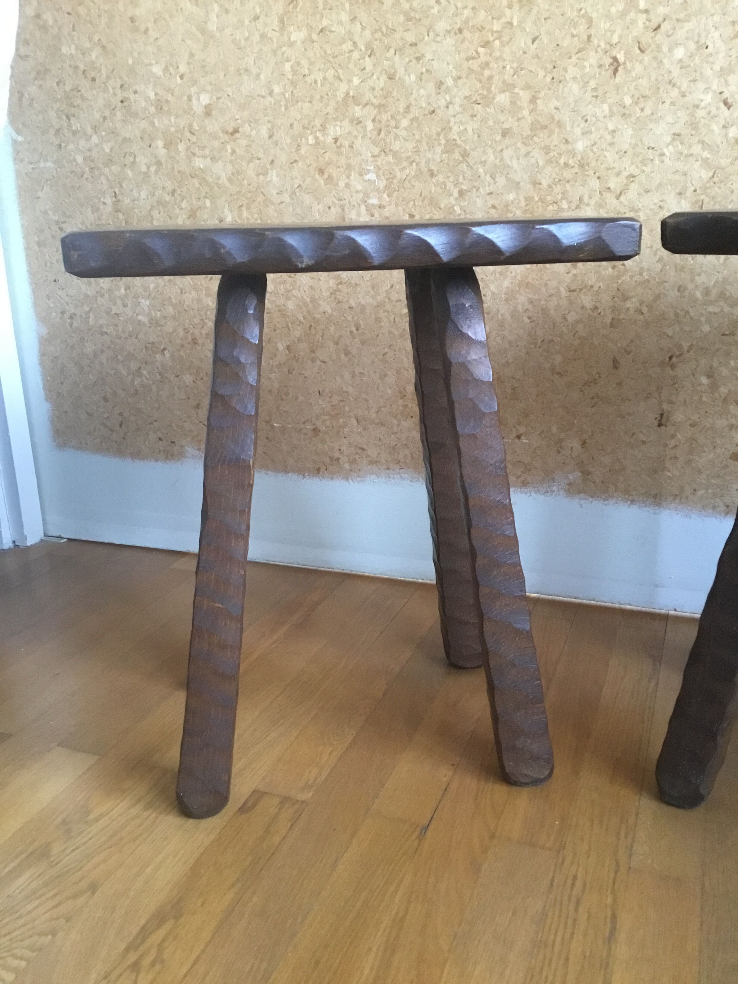 Pair of vintage brutalist stools