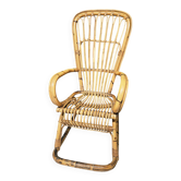 Chaise à bascule italienne 1960 bambou et rotin