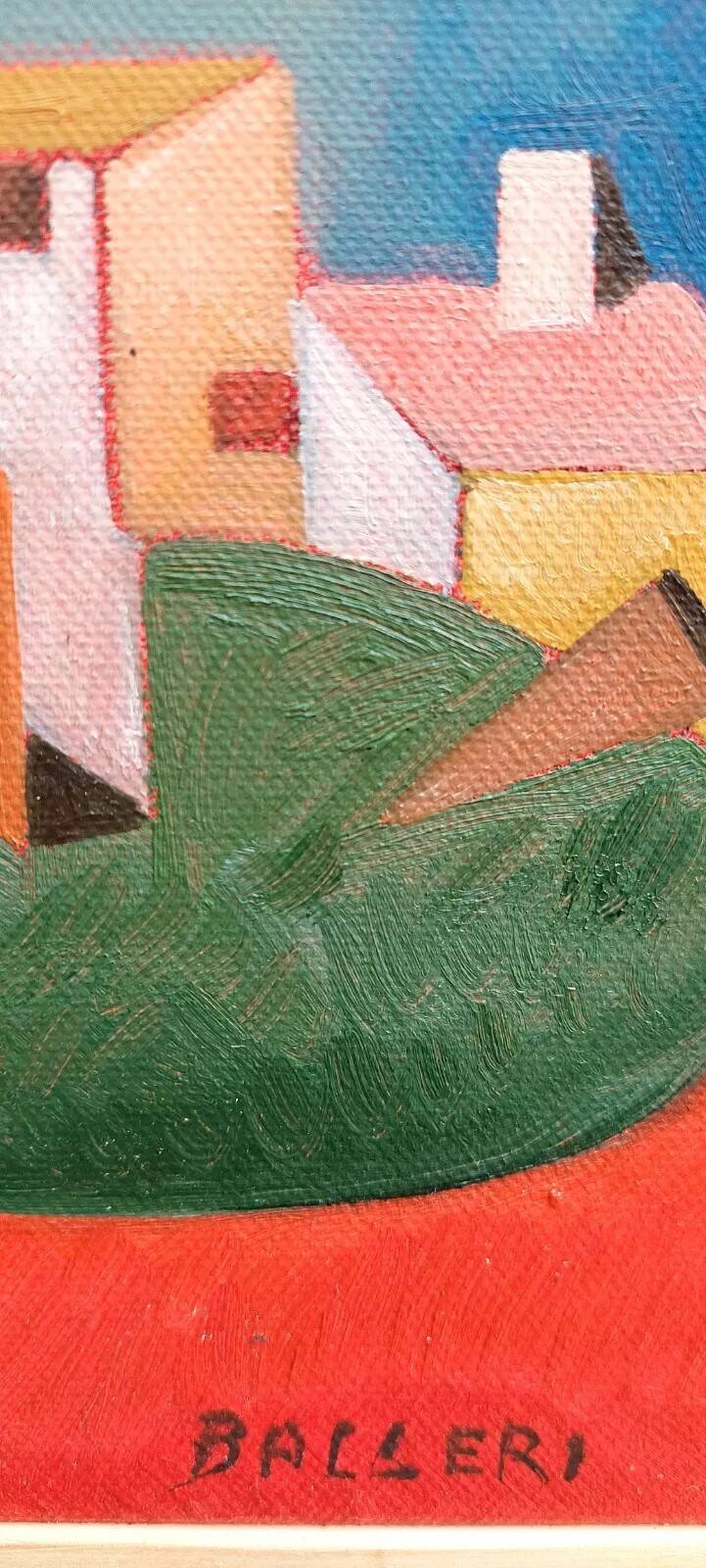 Peinture abstraite, cubisme, franco balleri huile sur toile 'le case alte'