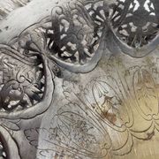 Openwork silver-plated metal fruit bowl or basket