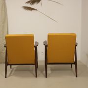 Pair of armchairs Henryk lily 300-190s 1970s yellow fabric