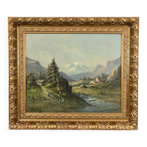 Oil on canvas "Mountain Landscape", signed C. Lion – Late 19th century