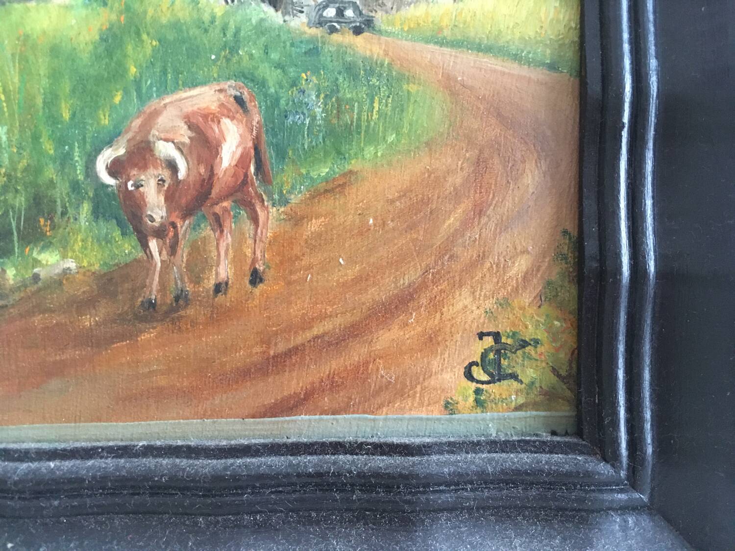Old painting of a countryside landscape