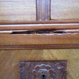 Low art-deco wood and marble chest of drawers