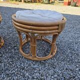 Pair of rattan poufs