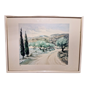 Lithographie "Chemin de l'oliveraie" par Victor Zarou
