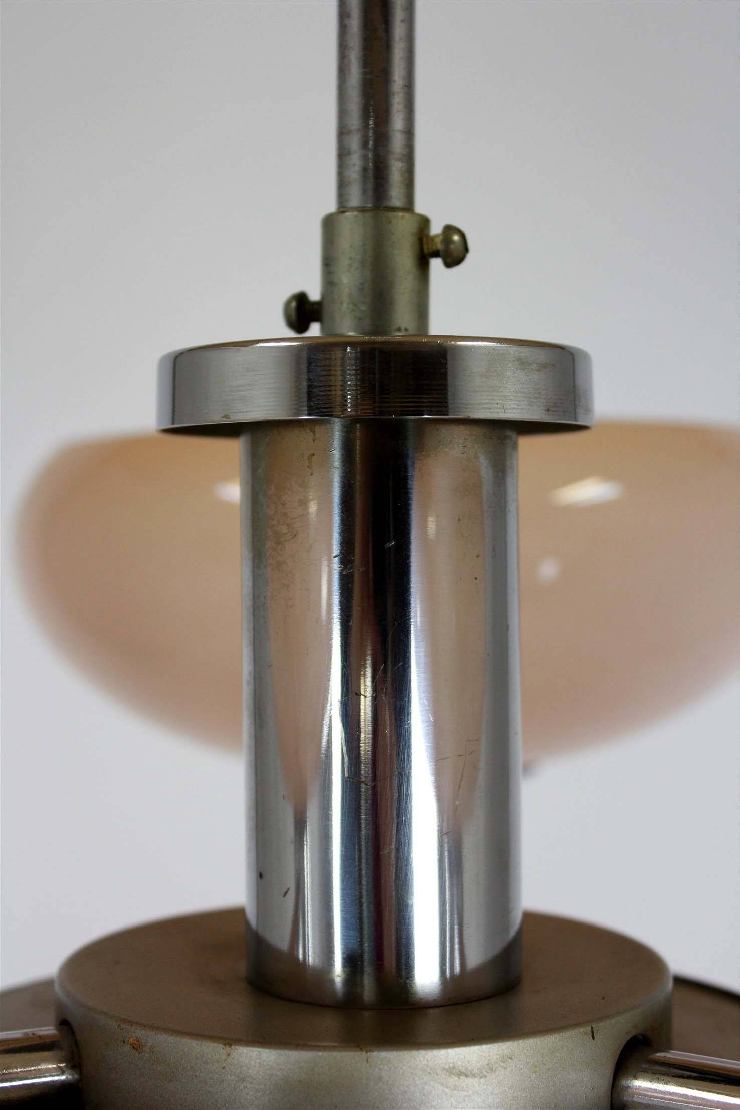 Lustre Art Déco Bauhaus chromé de Napako, ancienne Tchécoslovaquie, 1940