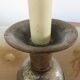 Pair of hammered raw steel and leather lamps 40 50s