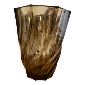 Vase vintage Luminarc pour Lever en verre fumé spiralé
