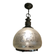 Large engraved glass globe pendant mounted on chrome steel, Art Deco.