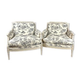 Paire de fauteuils, style Louis XVI