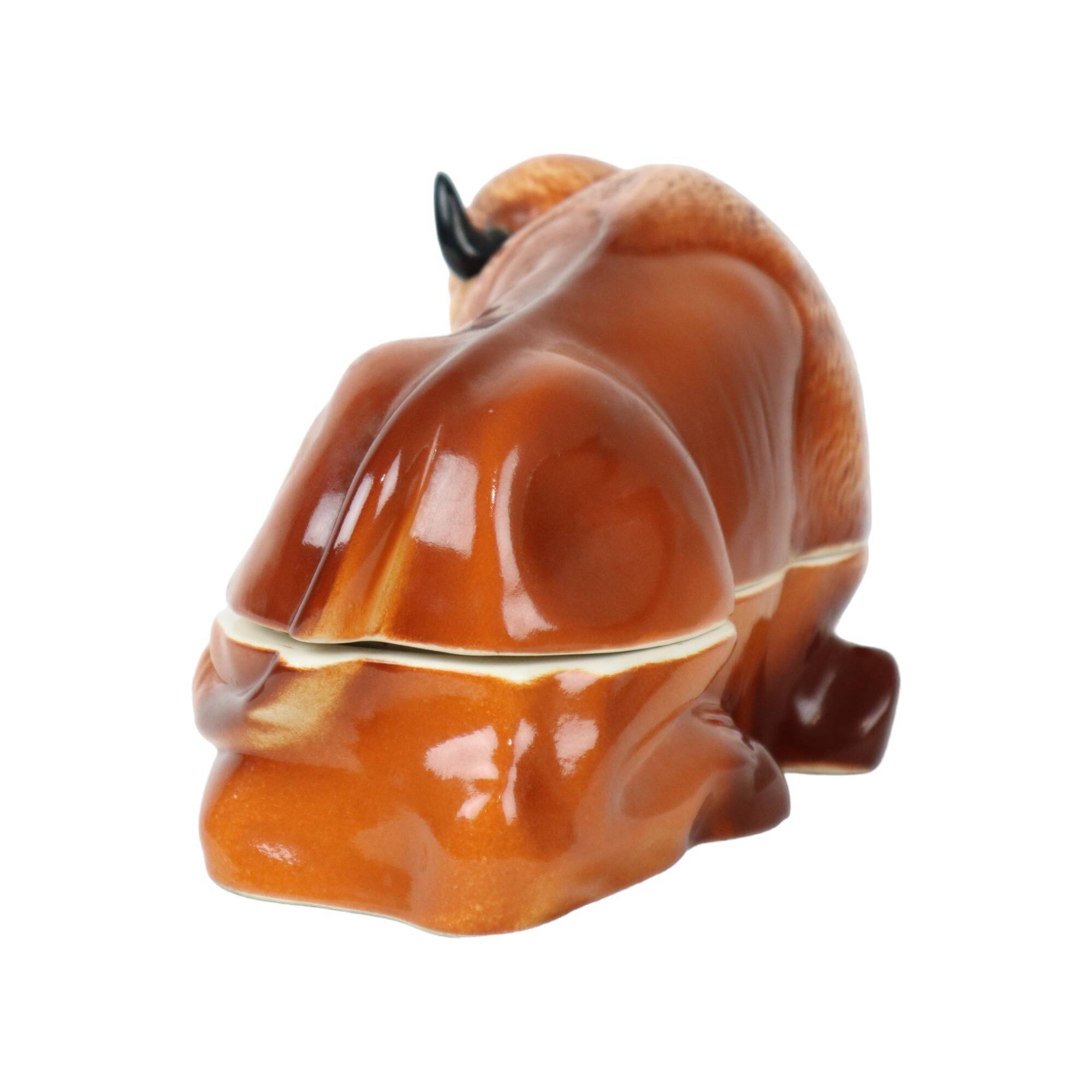 Sixties Michel Caugant Bison Tureen Pâté Mold Glazed Earthenware 25cm