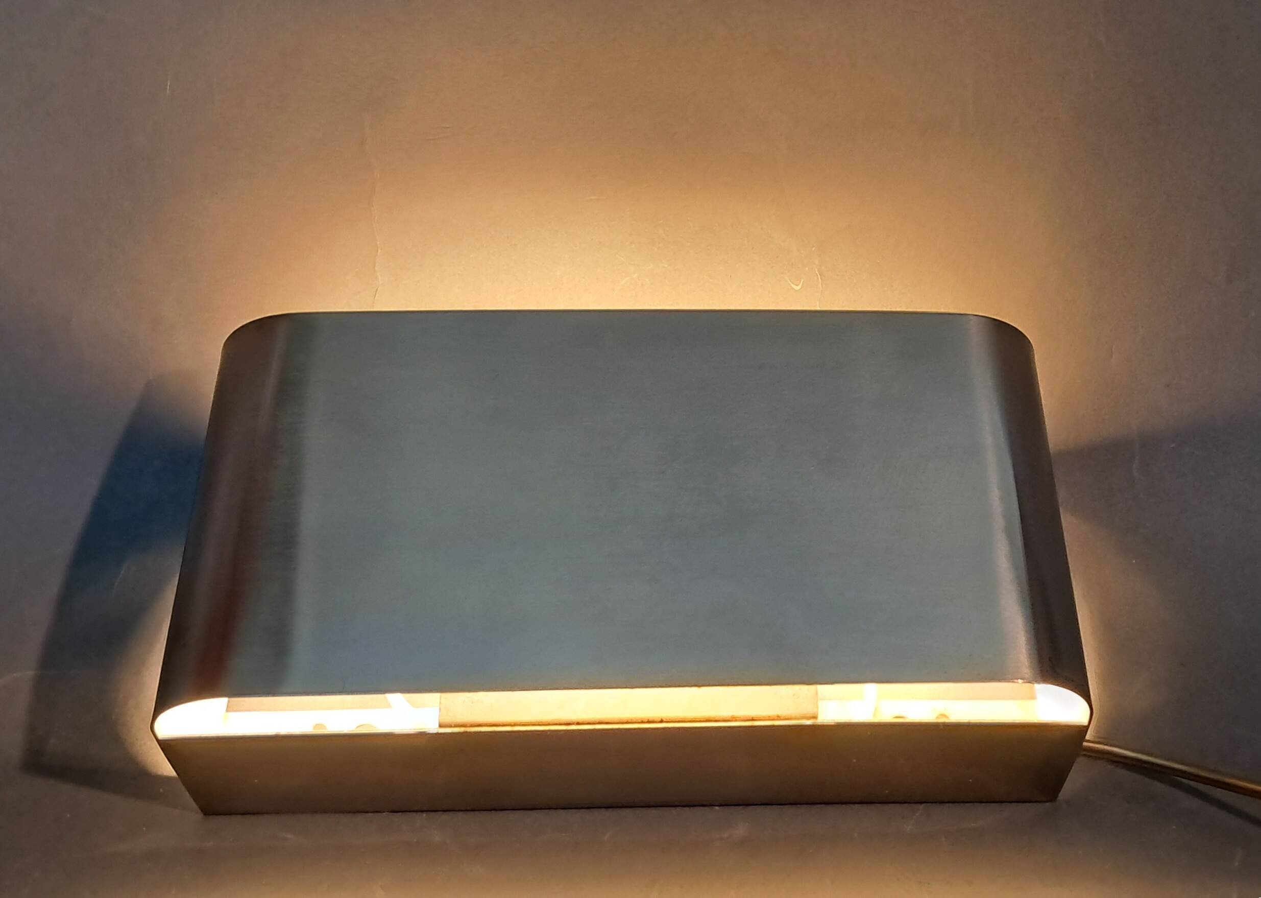 Applique à 2 lumières en aluminium brossé doré, 1970