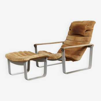 Ilmari Lappalainen Lounge Chair & Ottomane "Pulkka" for ASKO