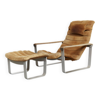 Ilmari Lappalainen Lounge Chair & Ottomane "Pulkka" for ASKO