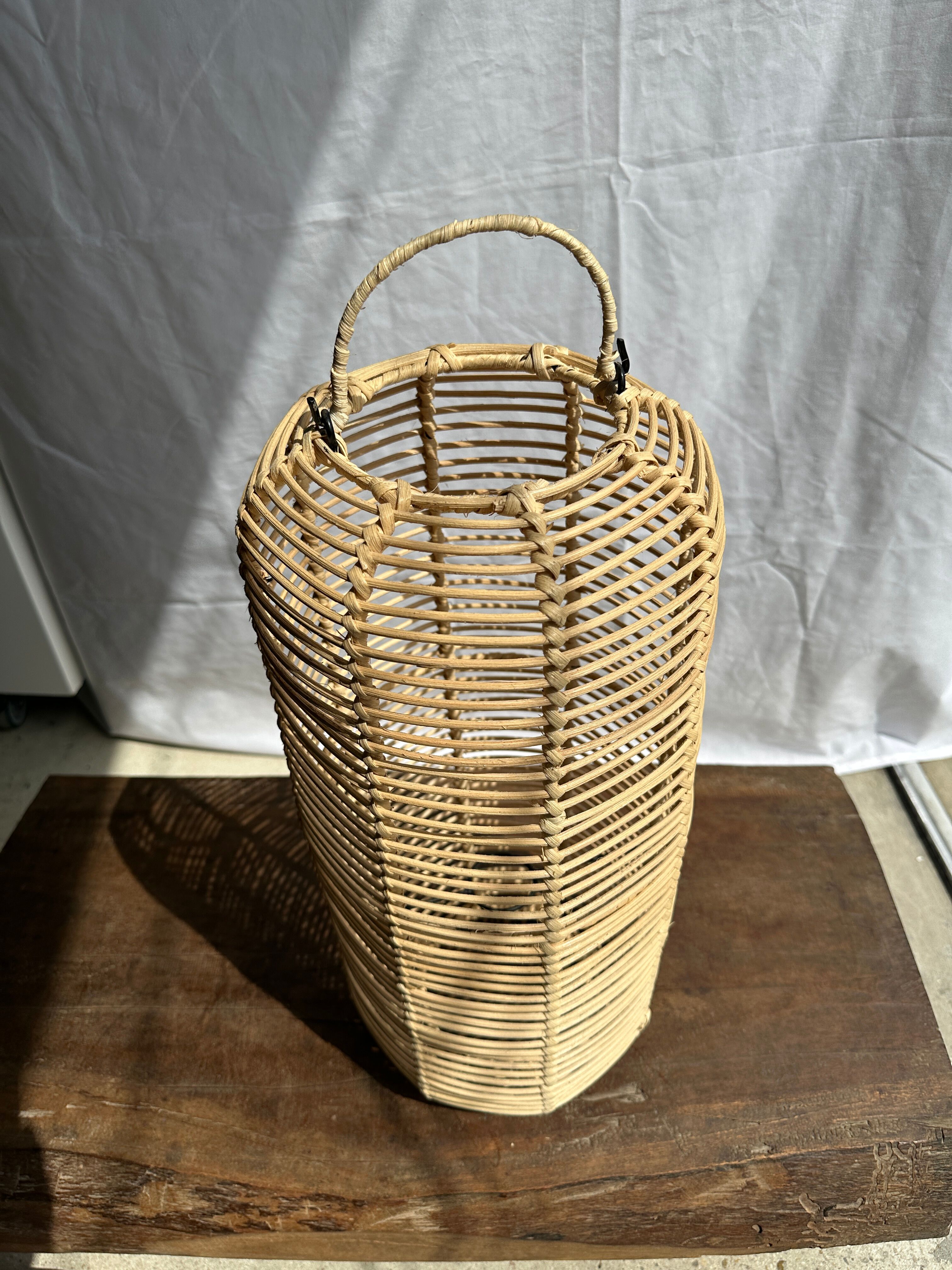 Large lantern-shaped rattan pendant lamp H50 D24