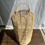 Large lantern-shaped rattan pendant lamp H50 D24