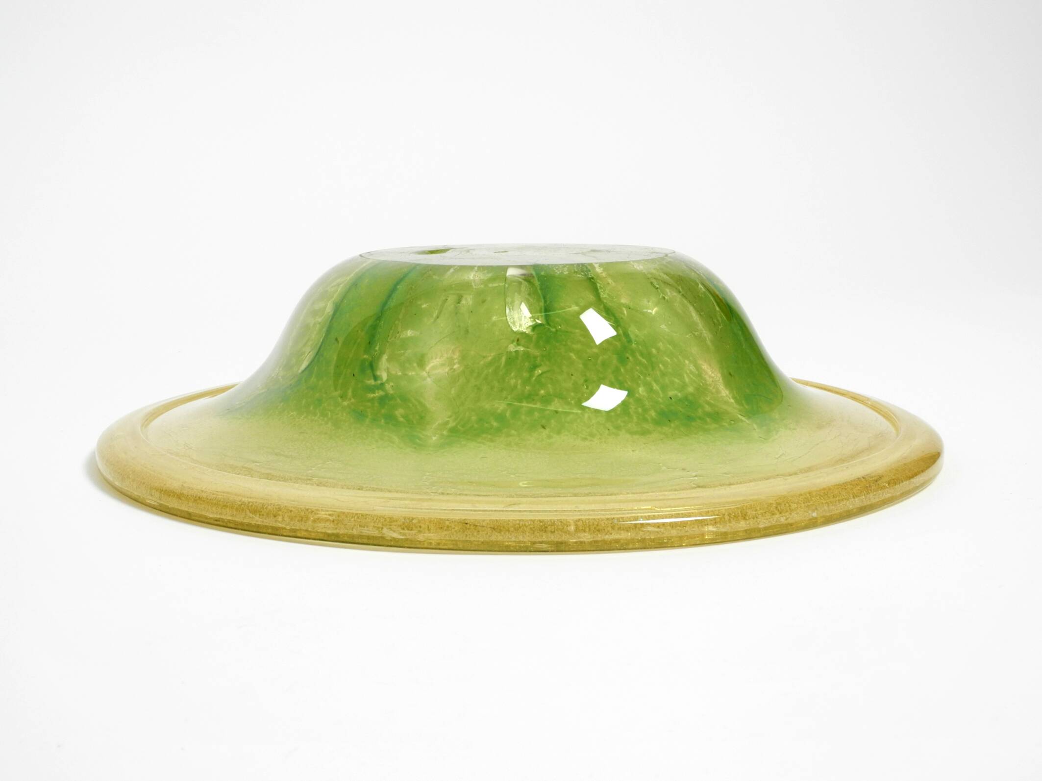 Three large colored 1930s glass bowls by Karl Wiedmann for WMF Ikora