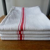 Set of 4 old embroidered tea towels in linen, monogrammed c