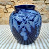 Alsace Betschdorf stoneware vase signed Krumeich Remmy with vine motif