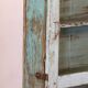 Old wall showcase in original white-blue patina Burmese teak