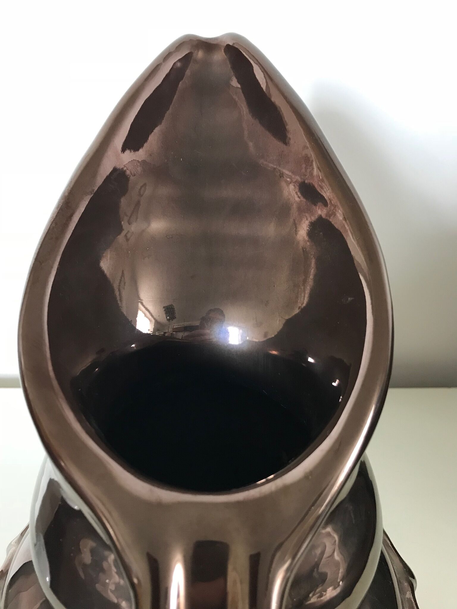 Pitcher ceramic iridescent signed Vallauris Giraud