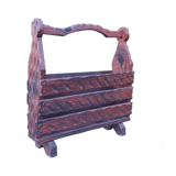 Brutalist pine magazine holder 1970