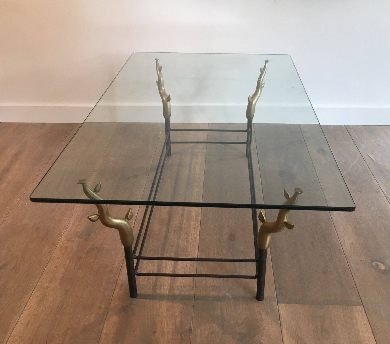 Table basse en fer forgé dans le goût de Willy Daro