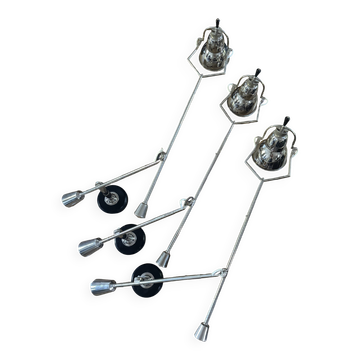 Set of 3 articulated lamps in Art Deco style, inspired by "Buquet EB27".