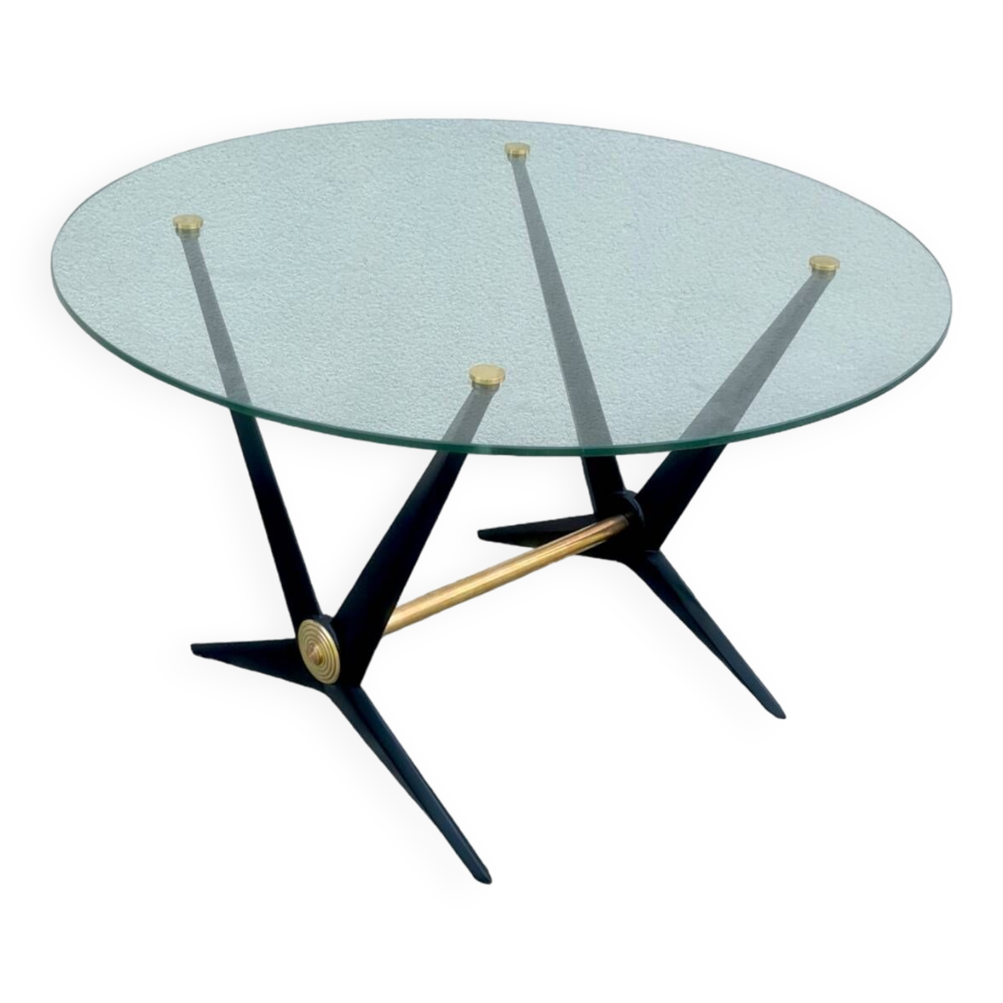 Angelo Ostuni coffee table 1950 glass and brass