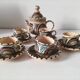 Vintage Moroccan tea set, teapot and 6 cups and saucers