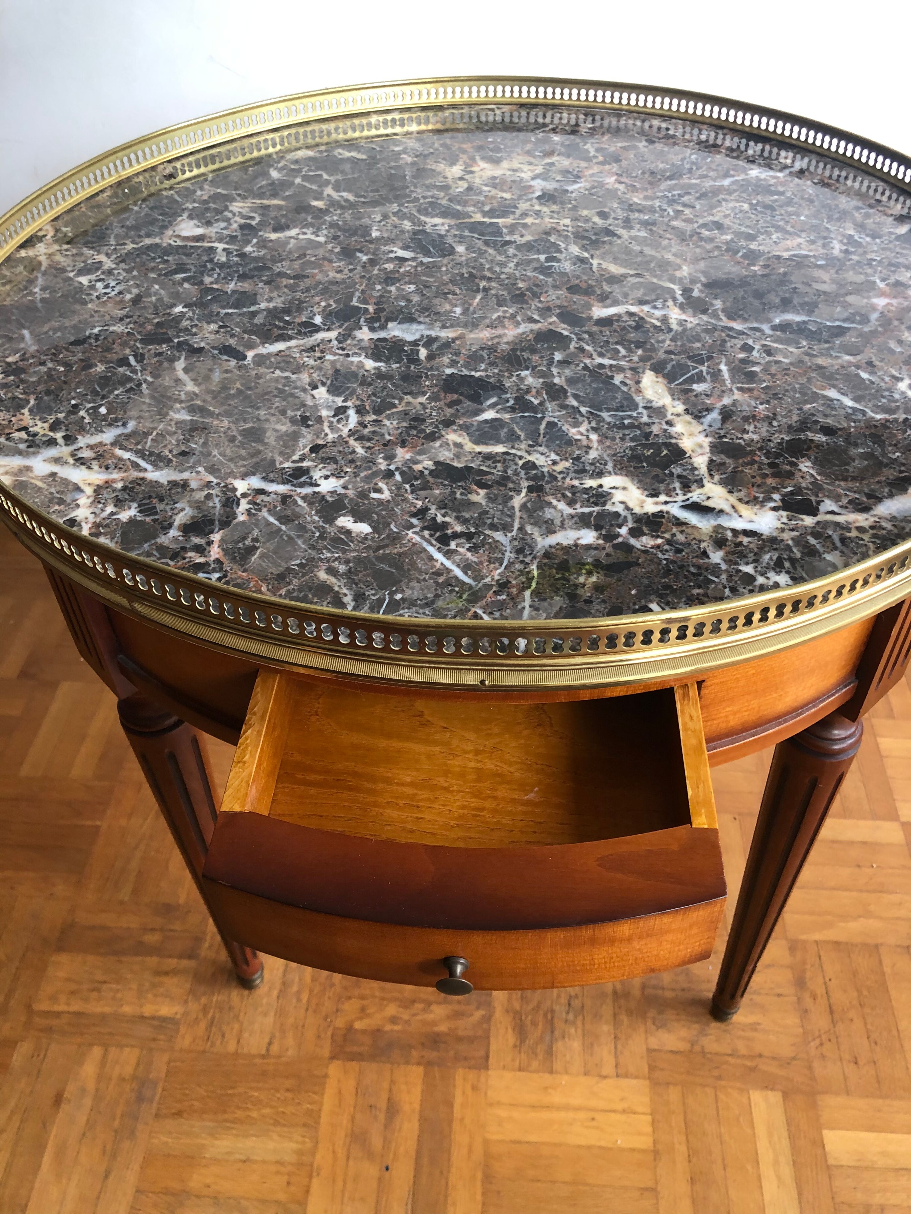 Bouillotte table with grey marble