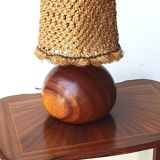 Solid wood lamp with rope shade