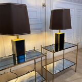 Pair of black and gold lacquered lamps, 1980s