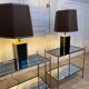 Pair of black and gold lacquered lamps, 1980s