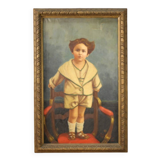 Peinture italienne portrait d'enfant signée et datée