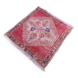 Tapis Oushak turc vintage 83x77 cm tapis minable carré Ushak petit