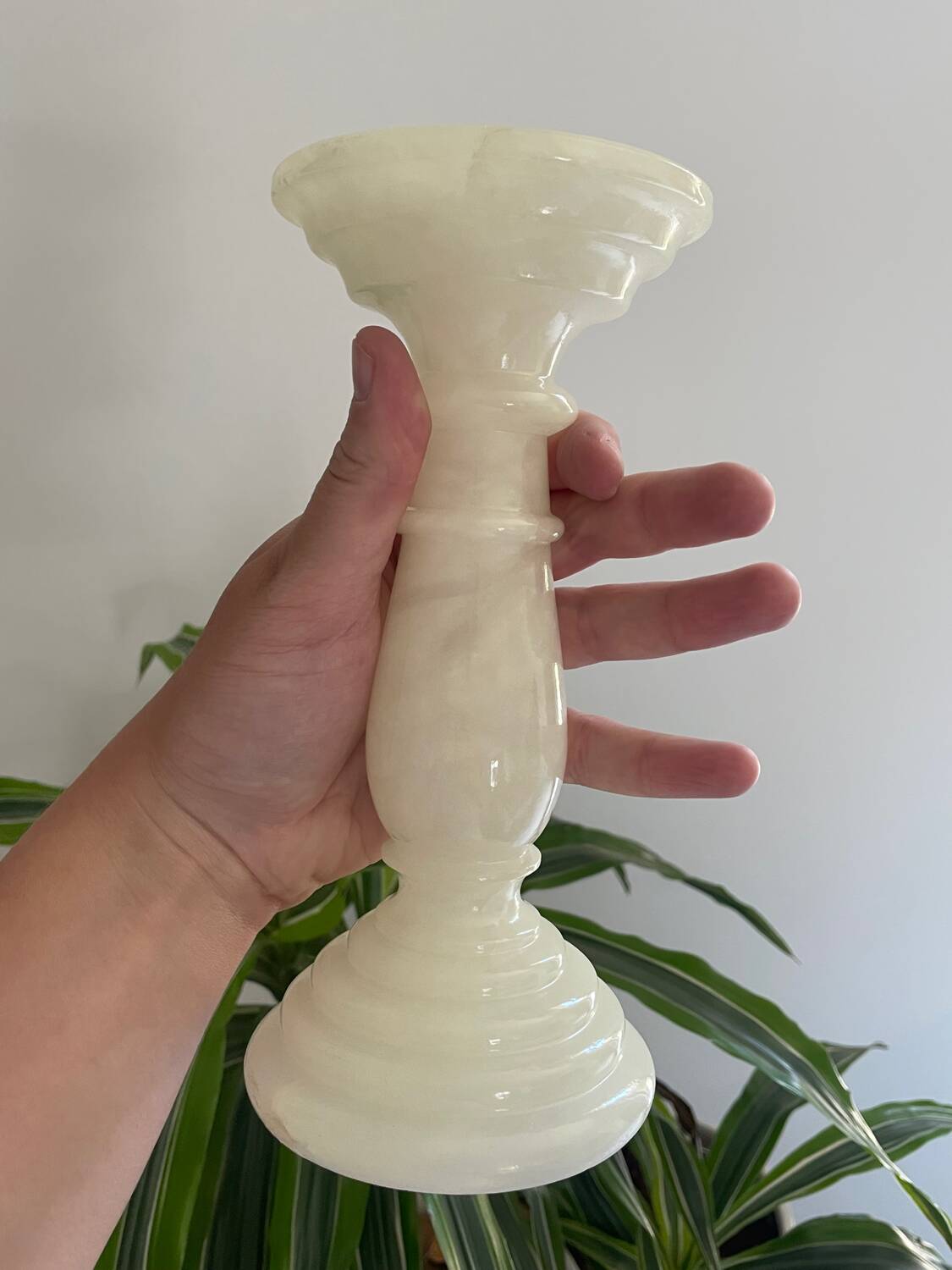 Pair of alabaster candlesticks