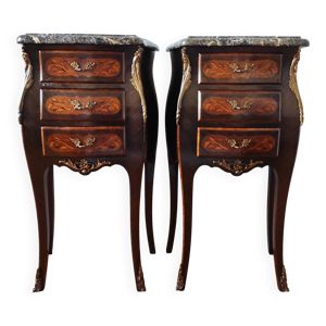 Paire tables chevet - marbre noir