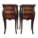 Paire de tables de chevet style Louis marbre noir