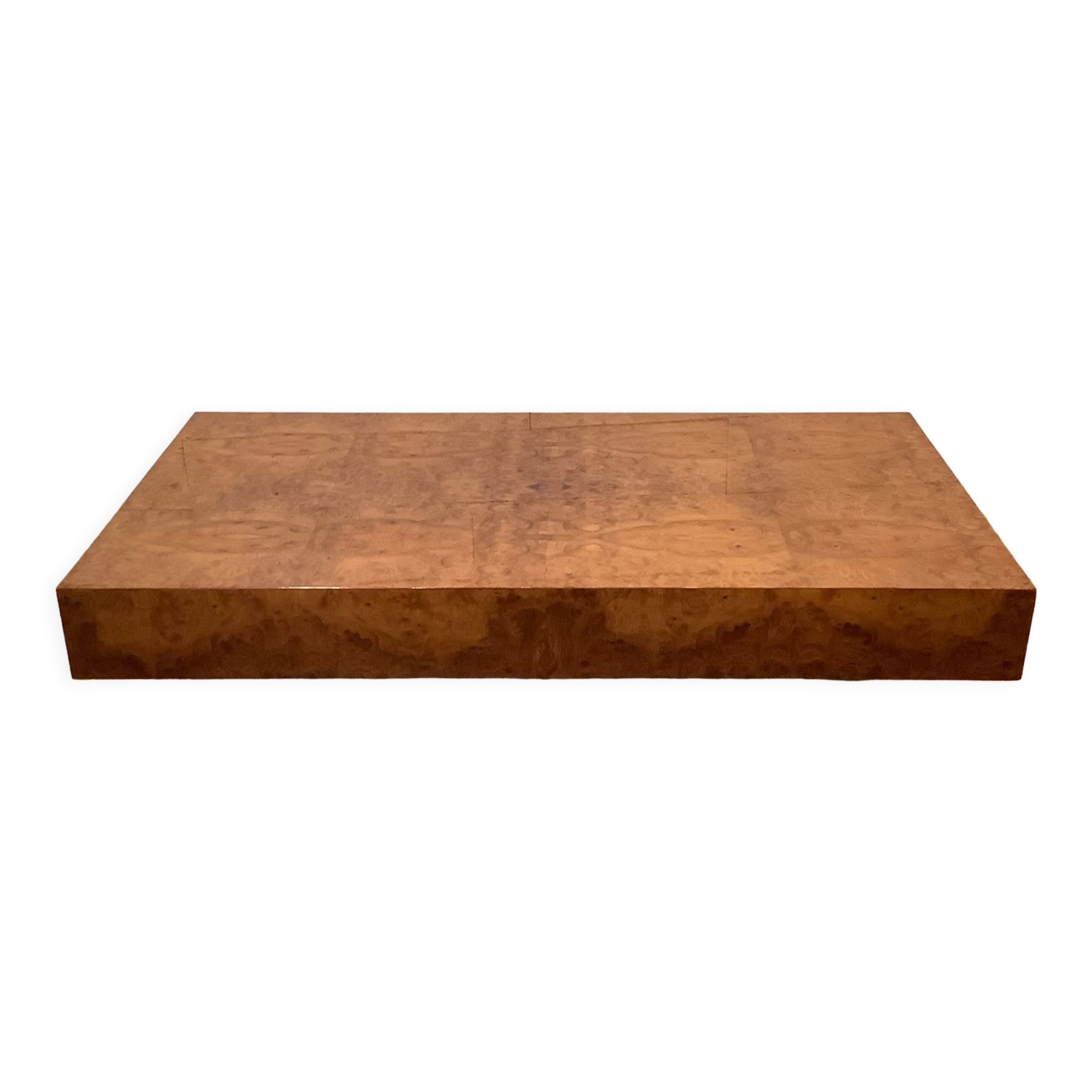 Rectangular elm magnifying glass coffee table, c. 1980