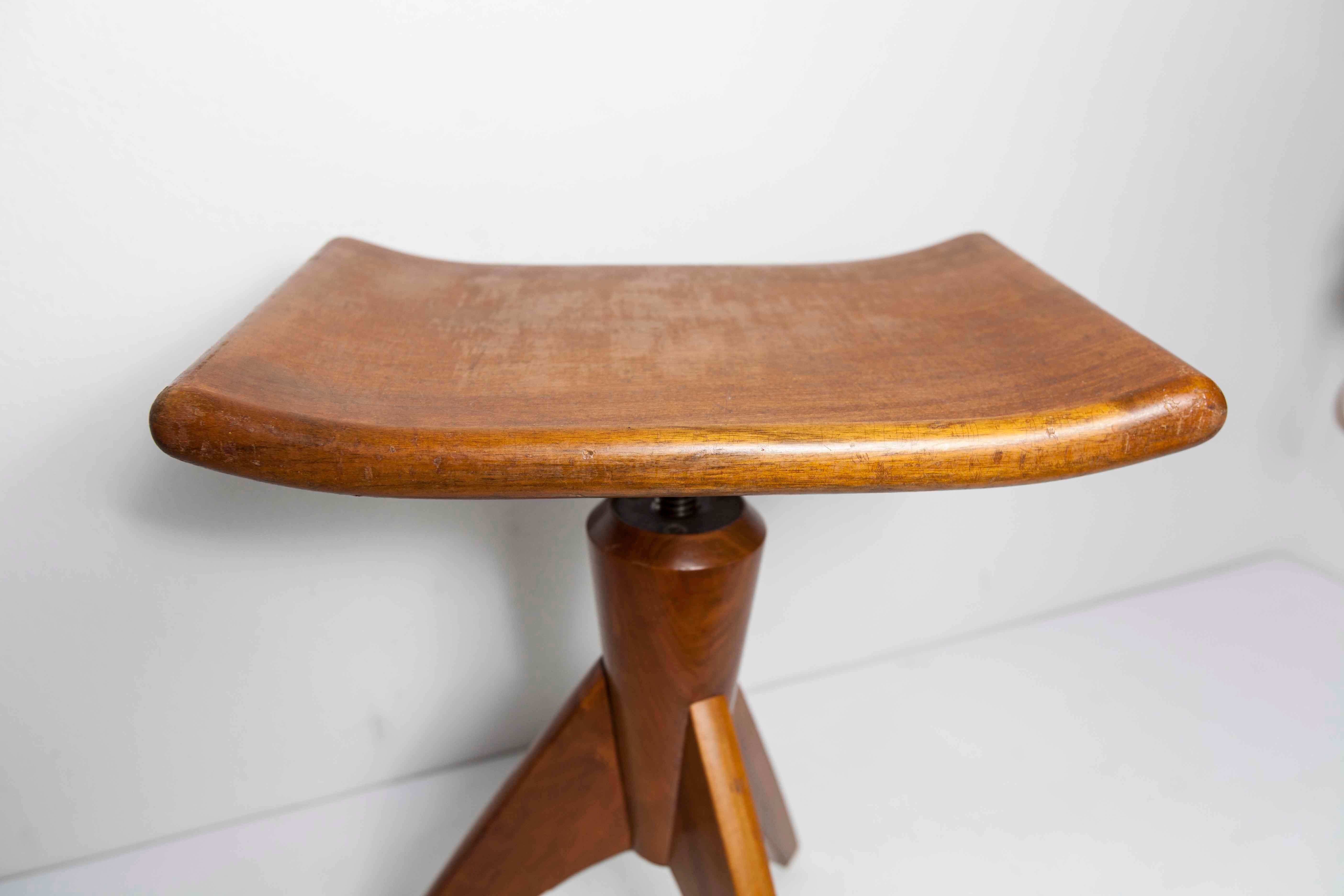 Swiss adjustable piano stool 1945 rocket foot