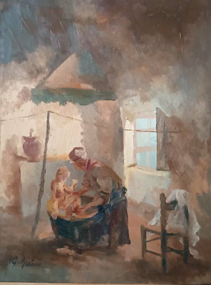 Interior painting oil on panel Guido Guidi 40s/50s